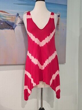 DKNY Pink and White Tie-Dye Tank